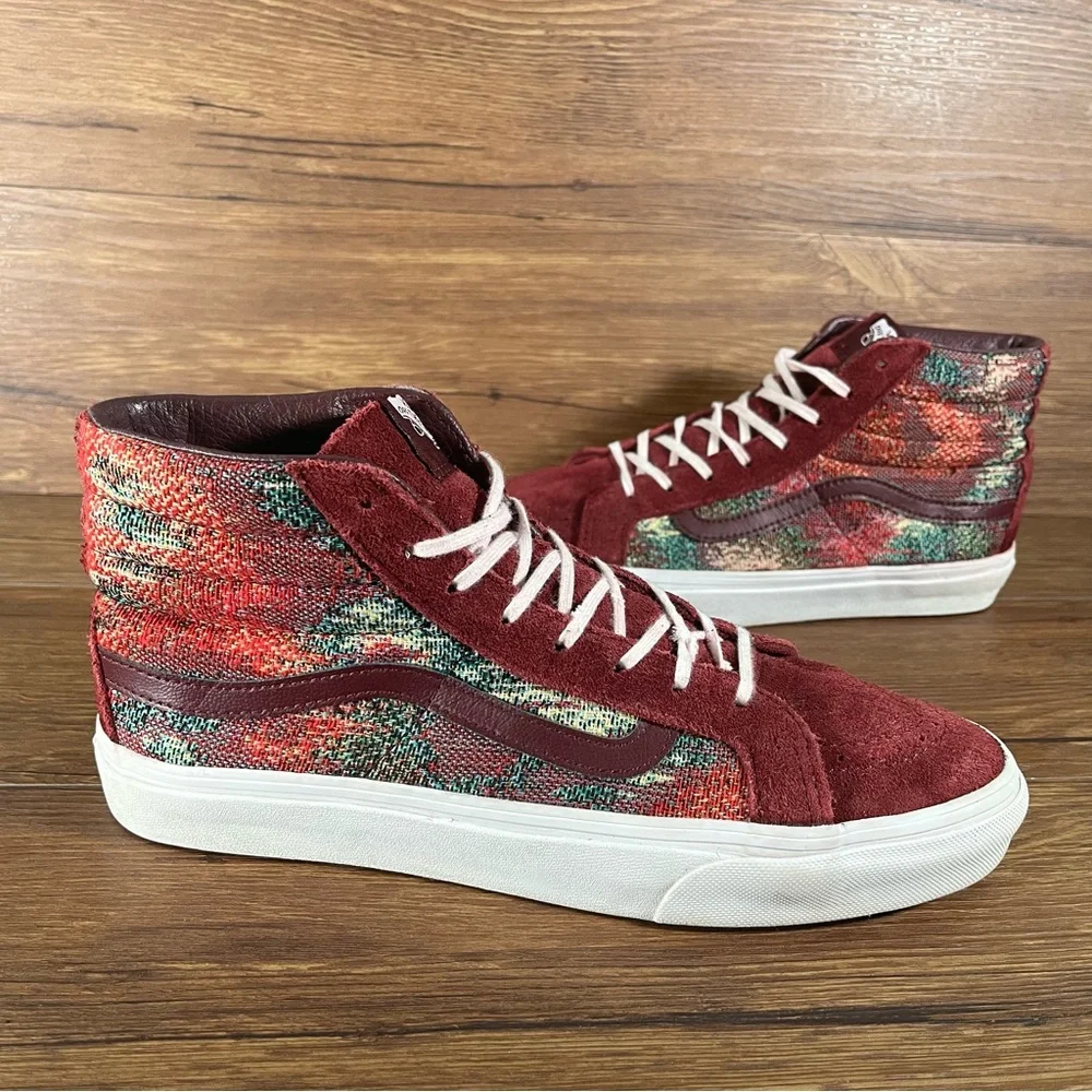 VANS SK8-Hi‎ Red Suede Sneakers Women’s Size 9.5 Lace Up Shoes